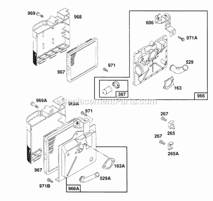 Air Cleaner Groups Diagram and Parts List for 122802-3413-01  Briggs and Stratton Engine
